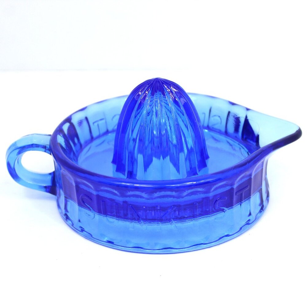 SUNKIST COBALT BLUE GLASS JUICER REAMER 100TH YR ANNIVERSARY (1893-1993) VINTAGE